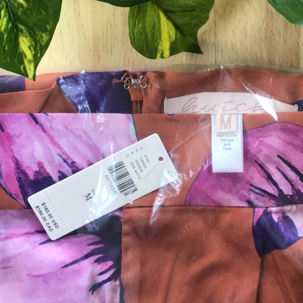 Anthropologie Wide-Leg Pants in Rust with Purple & Pink Floral Print - Picture 9 of 12